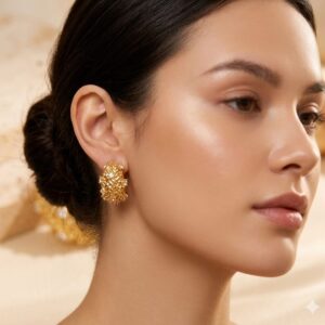 White Stone Gold Stud