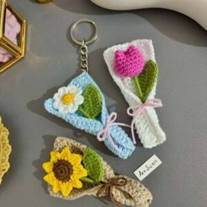 Knitting Sunflower Keychain