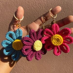 knitting keychains flower