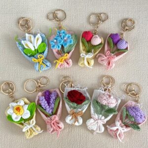 Knitting Flower Keychain