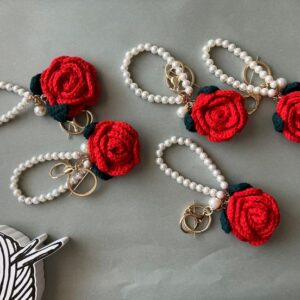 Knitting Flower Keychain