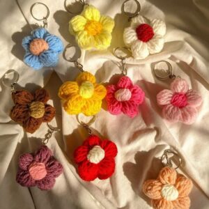 Knitting Flower Keychain