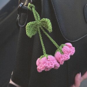 Knitting Flower Bag Keychain