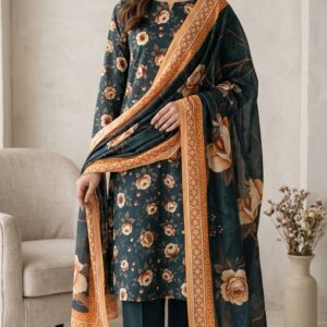 Unstitched-3pcs Digital Lawn Suit 012
