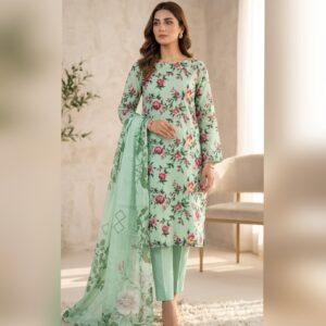 Unstitched-3pcs Digital Lawn Suit 011