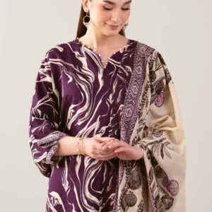 Unstitched 3 pcs lawn suit 001