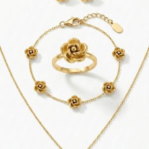 Gold Rose Pendent set