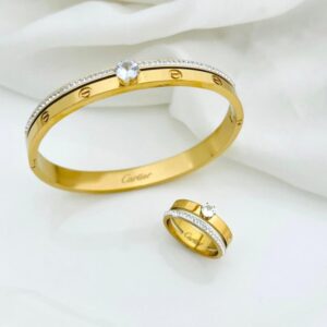 White stone Bracelet & Ring Set