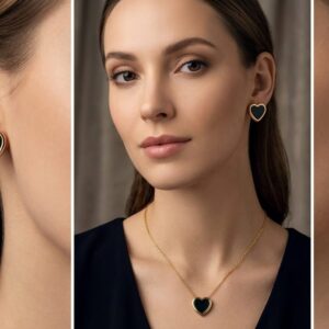 Black Heart Pendent & Earing Set