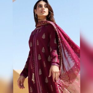 Full embroidered Lawn 3pcs suit- EC03