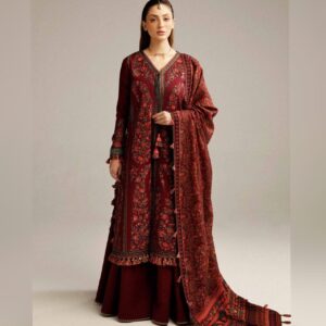 Full embroidered Lawn 3pcs suit- EC01