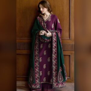 Full embroidered Lawn 3pcs suit- EC09