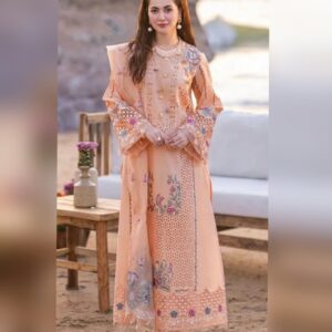 Chicken Kari embroidered Lawn 3pcs suit- EC07