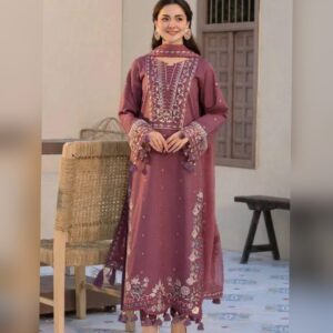 Full embroidered Lawn 3pcs suit- EC08
