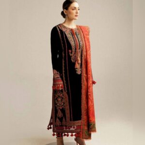 Complete Embroidered Lawn 3pcs suit- EC15