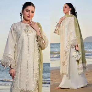 Chicken Kari embroidered Lawn 3pcs suit- EC12